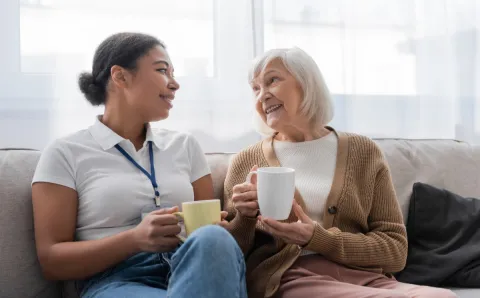 social worker with woman